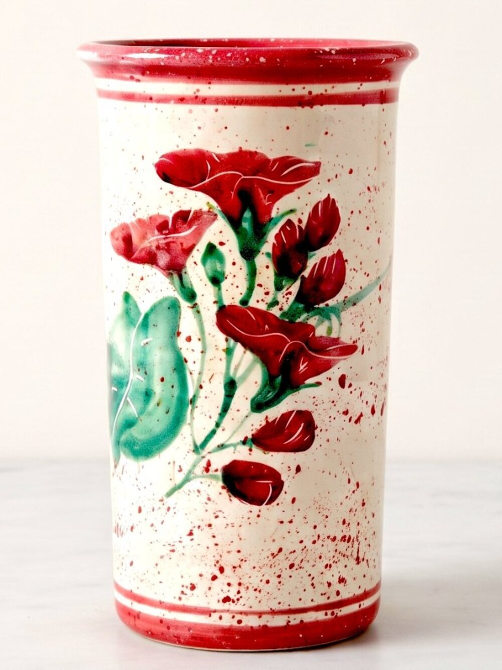 Vtg Robert Fishman Pottery Rhode Island Calla Lily Vase Wine Chiller Signed